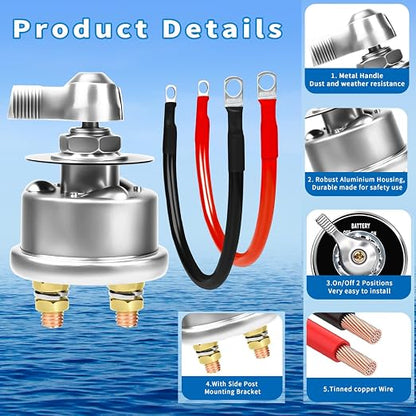 200A Battery Disconnect Switch 12V 48V Battery Shut Off Switch Master Power - Image 6