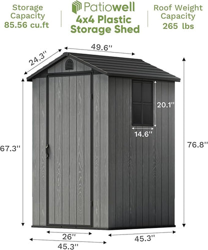 Patiowell 4' x 4' Plastic Outdoor Storage Shed - Image 3