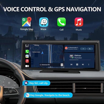 Wireless CarPlay Screen with 2K Dash Cam, 8.1" Portable Touchscreen Car Stereo - Image 4