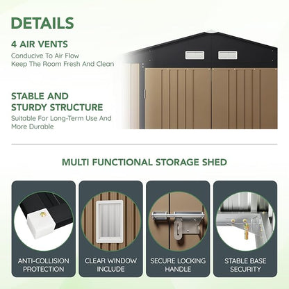 10X12X7.5 FT Outdoor Steel Storage Shed - Image 3