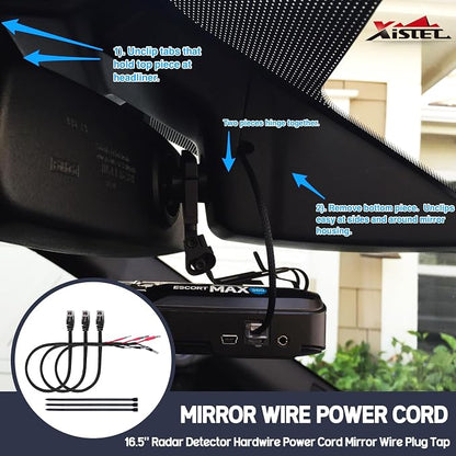 Xislet 16.5" Radar Detector Hardwire Power Cord Mirror Wire Plug Tap Compatible - Image 7