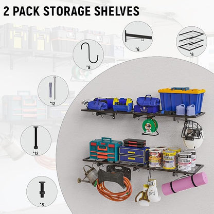 2 Pack Garage Wall Shelves, Heavy Duty Wall Shelf Organizer - Image 7