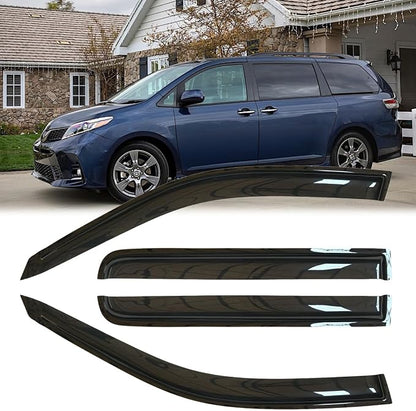 4pcs Outside Mount Style Window Rain Guards Durable Side Wind Deflectors Dark by Deebior