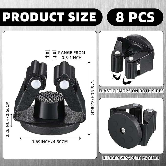 8 Pcs Magnetic Mop Broom Holder Movable Magnetic Broom Holder Rack, Anti Slip - Image 2