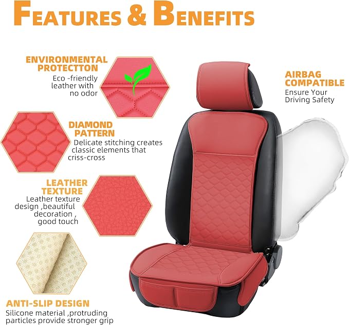 Elantrip 2PCs Front Car Seat Covers Leather Car Seat Protector Universal fit - Image 2