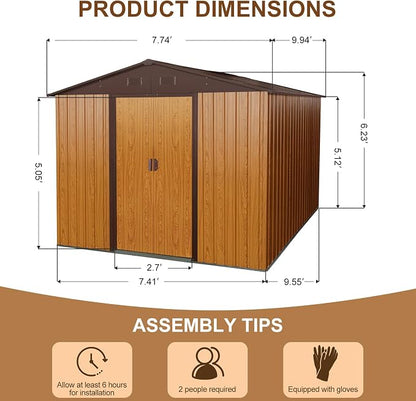 10x8 FT Outdoor Storage Shed, Garden Tool House - Image 2