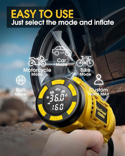 Cordless Tire Inflator Portable Air Compressor, 160PSI Car Tire Air Pump - Image 2