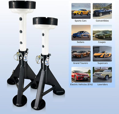 HKTE 4 Ton Heavy Duty Jack Stands, Low Profile, Security Locking Pins, 000 lbs - Image 2