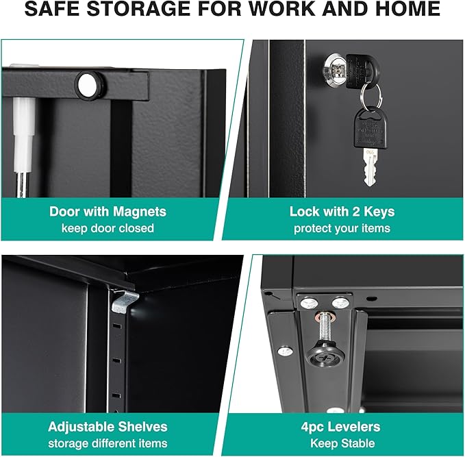 Metal Storage Cabinet with Drawer and Locks - Image 4
