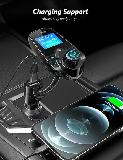Nulaxy Car Bluetooth FM Transmitter, 1.44" Display Flexible Gooseneck, - Image 6