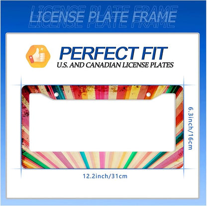 Retro Rainbow License Plate Frame Hippie Rainbow Stripes License Plate - Image 7