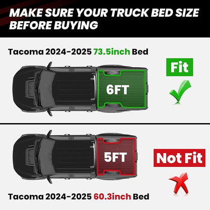 LASFIT Bed Mat for Toyota Tacoma 2024 2025 Truck Bed, All Weather 6 ft Car Bed - Image 2