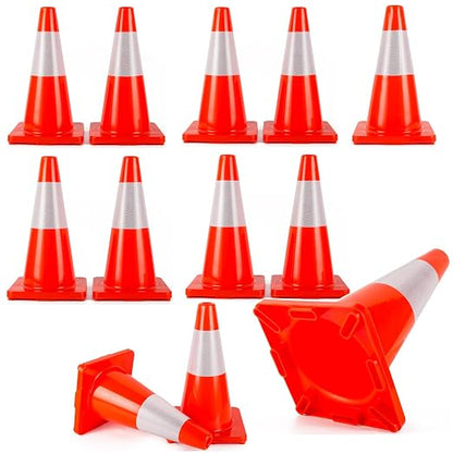 Traffic Cones 18 inch 12 Pack Safety Cones Orange by StrLon