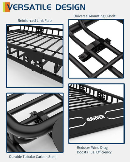 64" x 39" Universal Roof Rack Carrier Basket, 200 Lbs Capacity Car Cargo Rack - Image 2