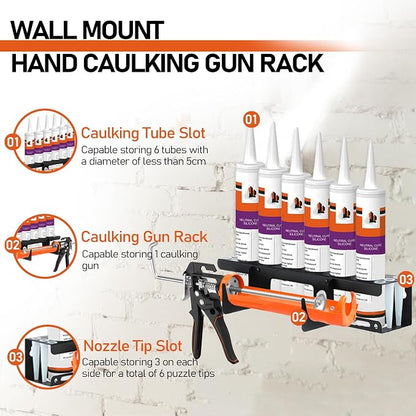 Siligun Caulking Gun Rack, Grease Gun Holder, Wall Mount Silicone Caulking Tools - Image 3