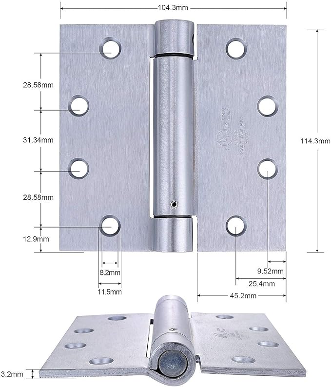 2 Pack - 4.5"x4.5" Stainless Steel Self Closing Reversible Door Hinge - Heavy - Image 2