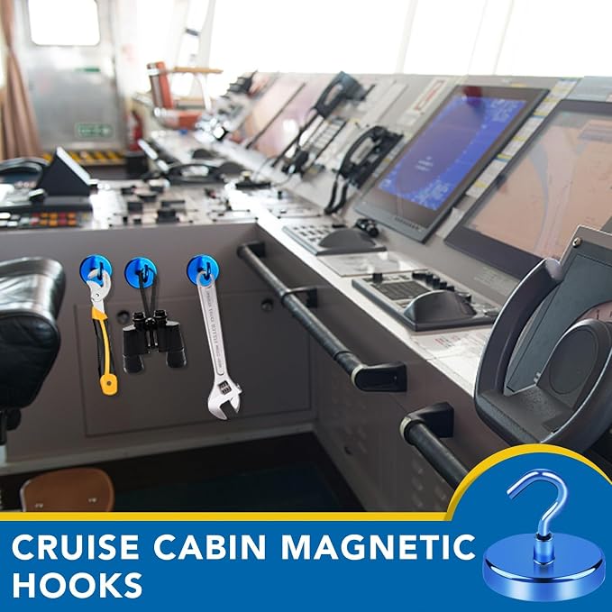 LOVIMAG Magnetic Hooks for Cruise Cabins, 150lbs Blue Magnetic Hooks for - Image 2