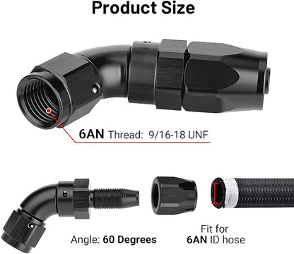 EVIL ENERGY 6AN 60 Degree One Piece Full Flow Hose End Fitting Swivel - Image 2