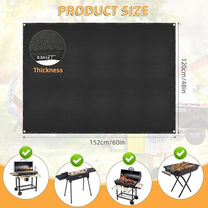 Under Grill Mat for Outdoor Grilling, 60 x 48 inches Double-Sided Fireproof - Image 2