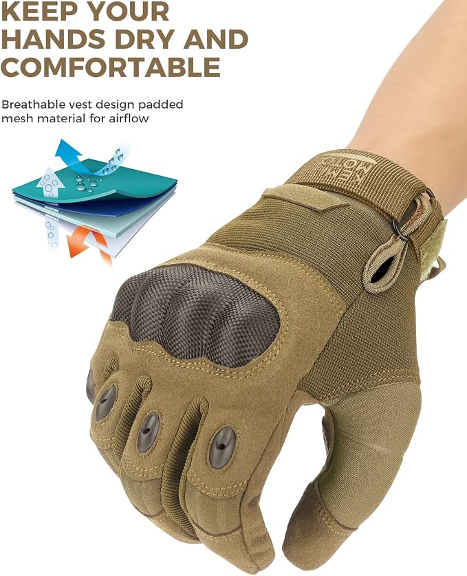 KEMIMOTO Tactical Gloves for Men, Touchscreen Motorcycle Gloves - Image 6