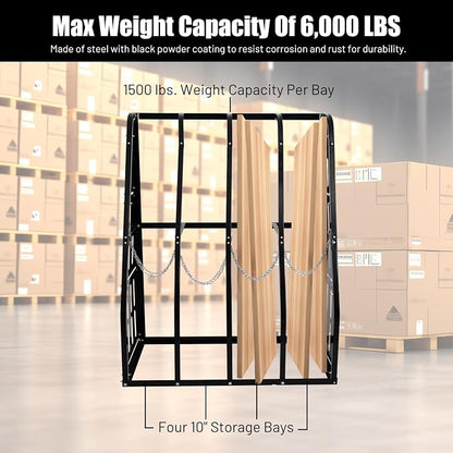 1500LBS Vertical Bar Rack Standing Storage Rack, 4 Bays Lumber Storage Rack - Image 4