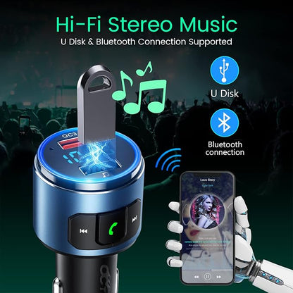 Upgraded FM Bluetooth Transmitter Car, QC3.0 Quick Charging & LED Backlit - Image 6