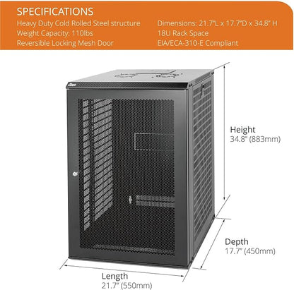 Tecmojo 18U Wall Mount Rack Network Cabinet - Image 2