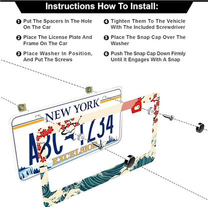 Waves Cherry Blossom License Plate Frames - Image 3