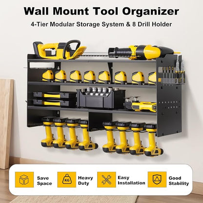 oviitech Power Tool Organizer Wall Mount, 8 Drill Holder Wall Mount Loads 400lbs - Image 2