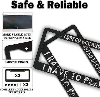 License Plate Frame Black and White Front License Plate Bracket I Speed Because - Image 4