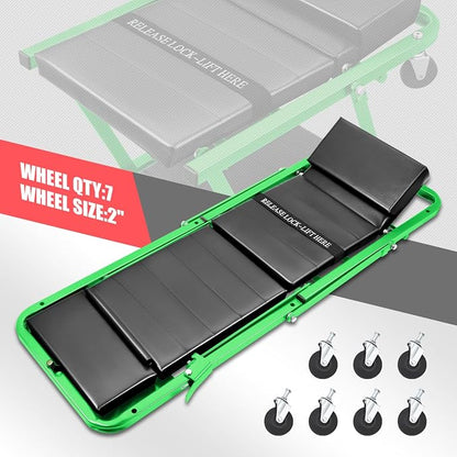 DNA MOTORING 48" 2 IN 1 Folding Rolling Garage Shop Creeper Roller Seat - Image 3