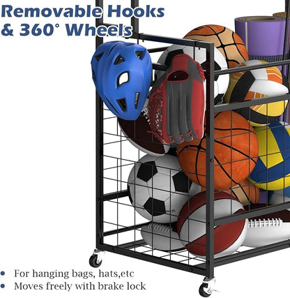smusei Sports Equipment Organizer Garage Basketball Ball Holder - Image 5