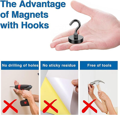 LOVIMAG Magnetic Hooks for Cruise Cabins, 40lbs Black Magnetic Hooks for - Image 6