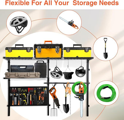 Garage Shelf Wall Mounted with Pegboard Heavy Duty Garage Wall Shelving with - Image 6