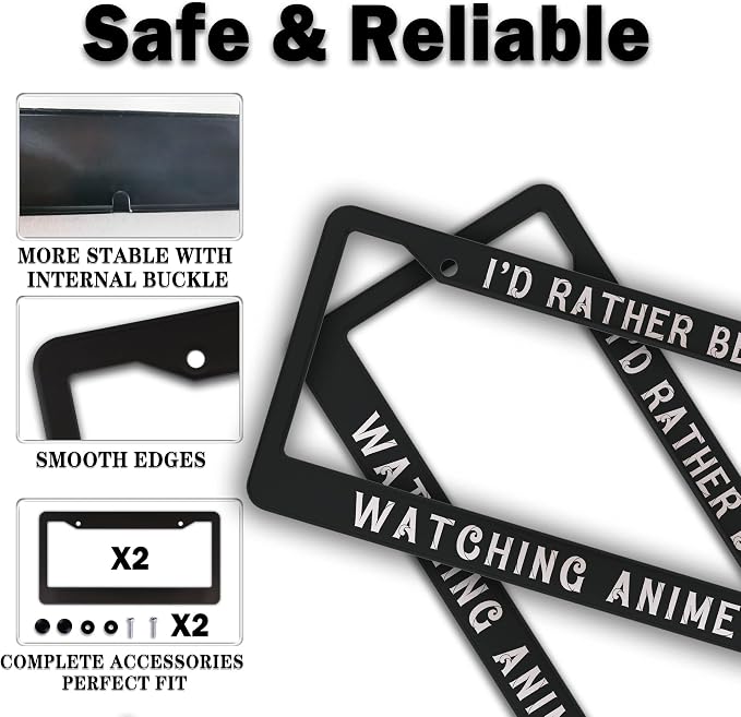 License Plate Cover Black and White License Plate Frames I’D Rather Be Watching - Image 4