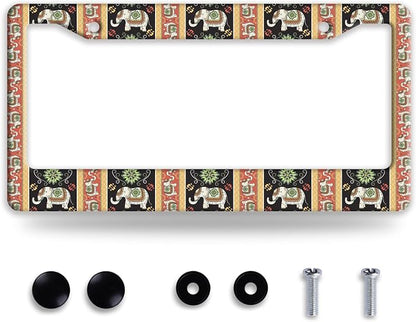 Tribal Elephant License Plate Frame Boho Animal License Plate Frames Funny Auto by NINANMY