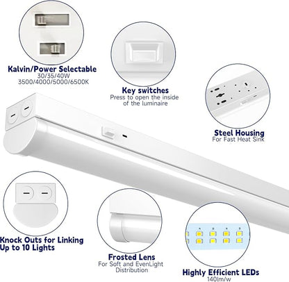 4FT LED Linear Strip Light, LED Shop Lights 40W/35W/30W Selectable, 4 Color - Image 5