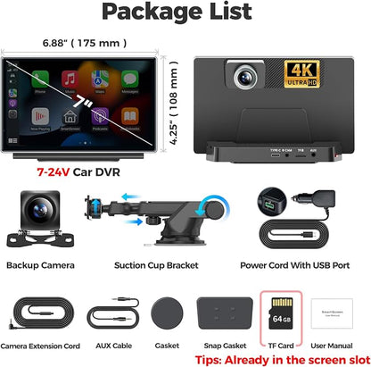 7" Wireless Apple CarPlay Android Auto Screen - Image 8