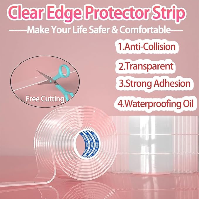 Clear Soft Corner Protectors for Furniture Strip, 2in x13FT, 2 Rolls, Sharp - Image 3