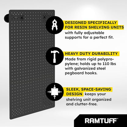 Ramtuff Universal PegBoard Kit for Plastic Shelving- Garage Storage Organizer - Image 5