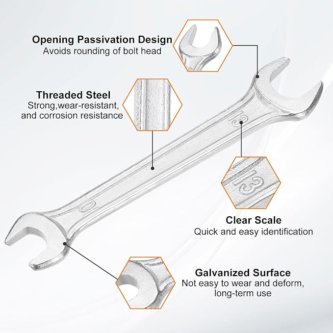 HARFINGTON Double Open End Wrench 10mm x 13mm Metric 15 Degree Offset Angle - Image 4