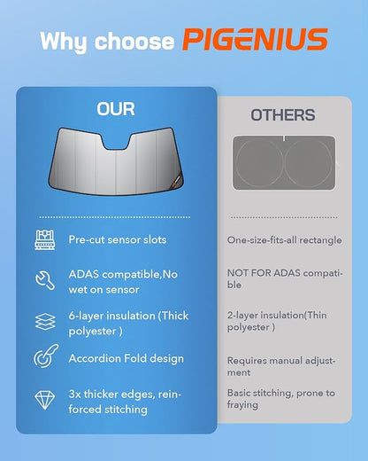 Windshield Sun Shade for Acura RDX 2013-2018, Front Window Sunshade, 6 Layers - Image 6