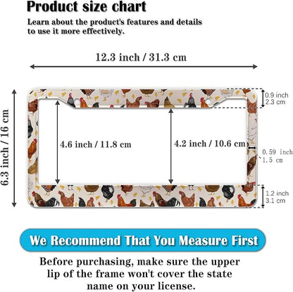 License Plate Covers for Women Multicolor License Plate Frames for Men Chicken - Image 2