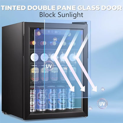 26 Bottle Wine Cooler, 95 Cans Beverage Refrigerator, 2.6 cu.ft Drink Fridge - Image 4