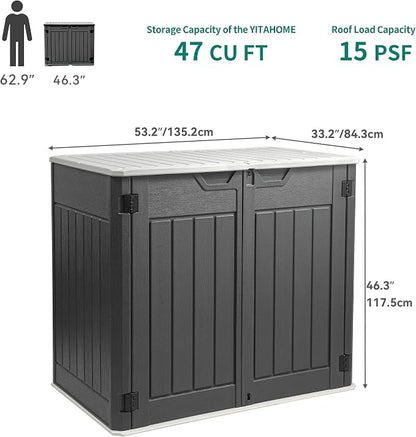 YITAHOME Extra Large Outdoor Horizontal Storage Shed, 4.5x4ft Resin Tool Sheds - Image 7