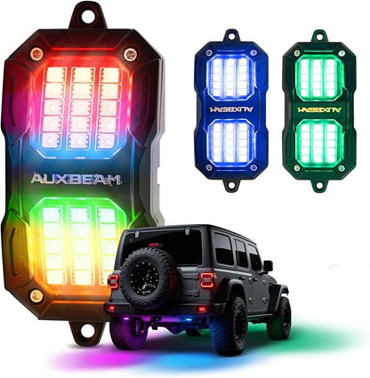 Auxbeam 2-Pod Dynamic Color Changing RGB LED Rock Lights by Auxbeam