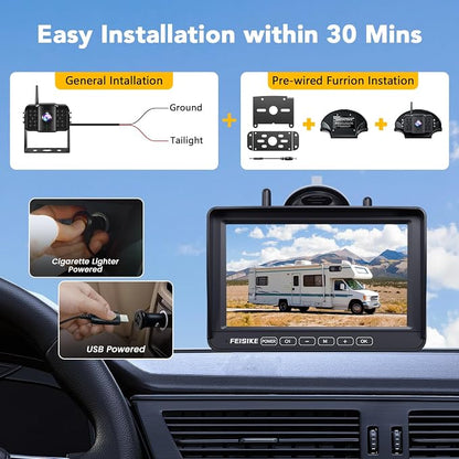 RV Backup Camera Wireless with 7" 1080P Monitor, - Image 2