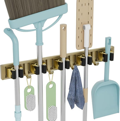 Broom Holder Wall Mount Mop and Broom Hanger Wall Mounted Garage Storage Rack by reliahom