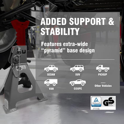 Car Jack Stands 6 Ton with Double Locking and Large Foot Base - Image 5