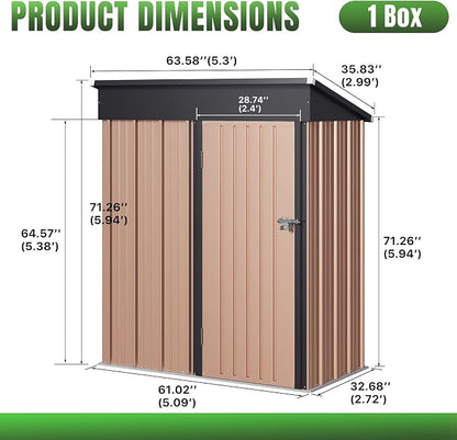 Aoxun 5'x3' Outdoor Storage Shed - Image 7